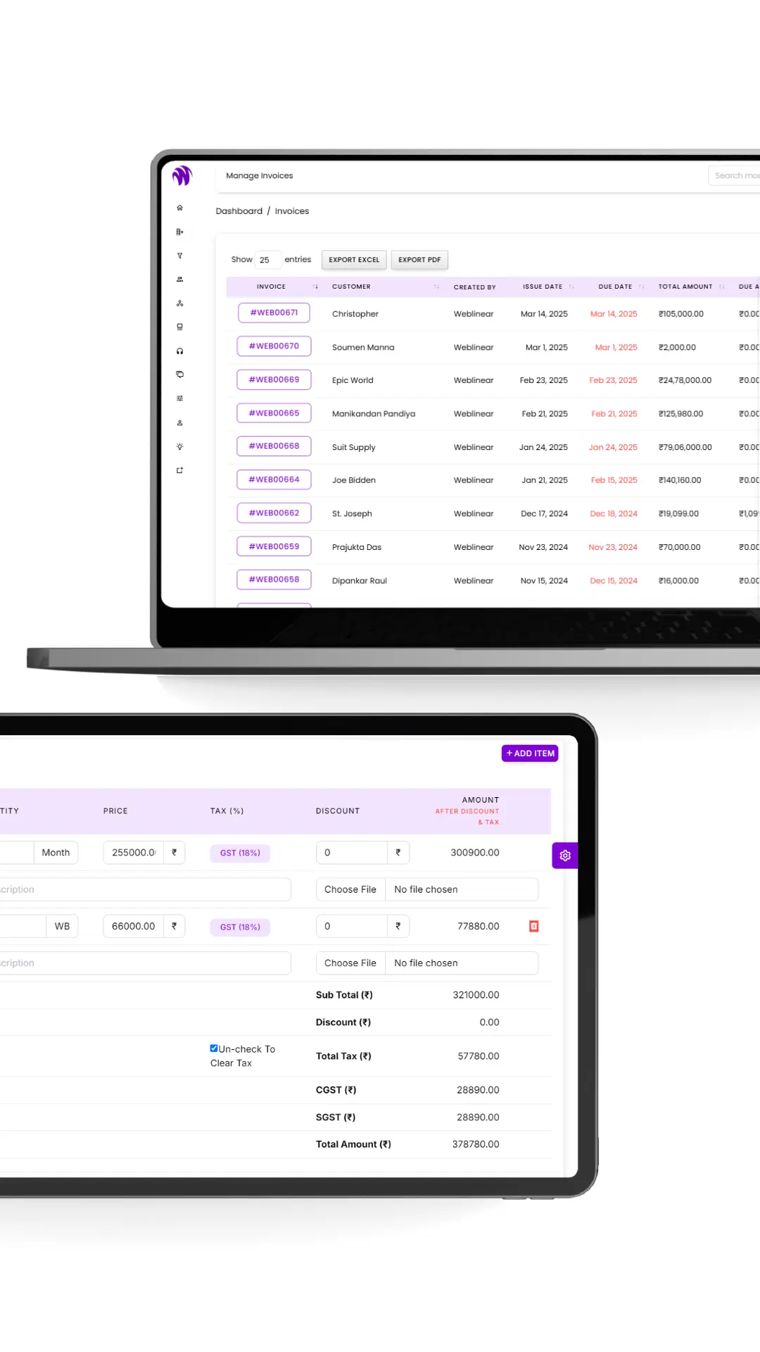 GST billing software by Weblinear