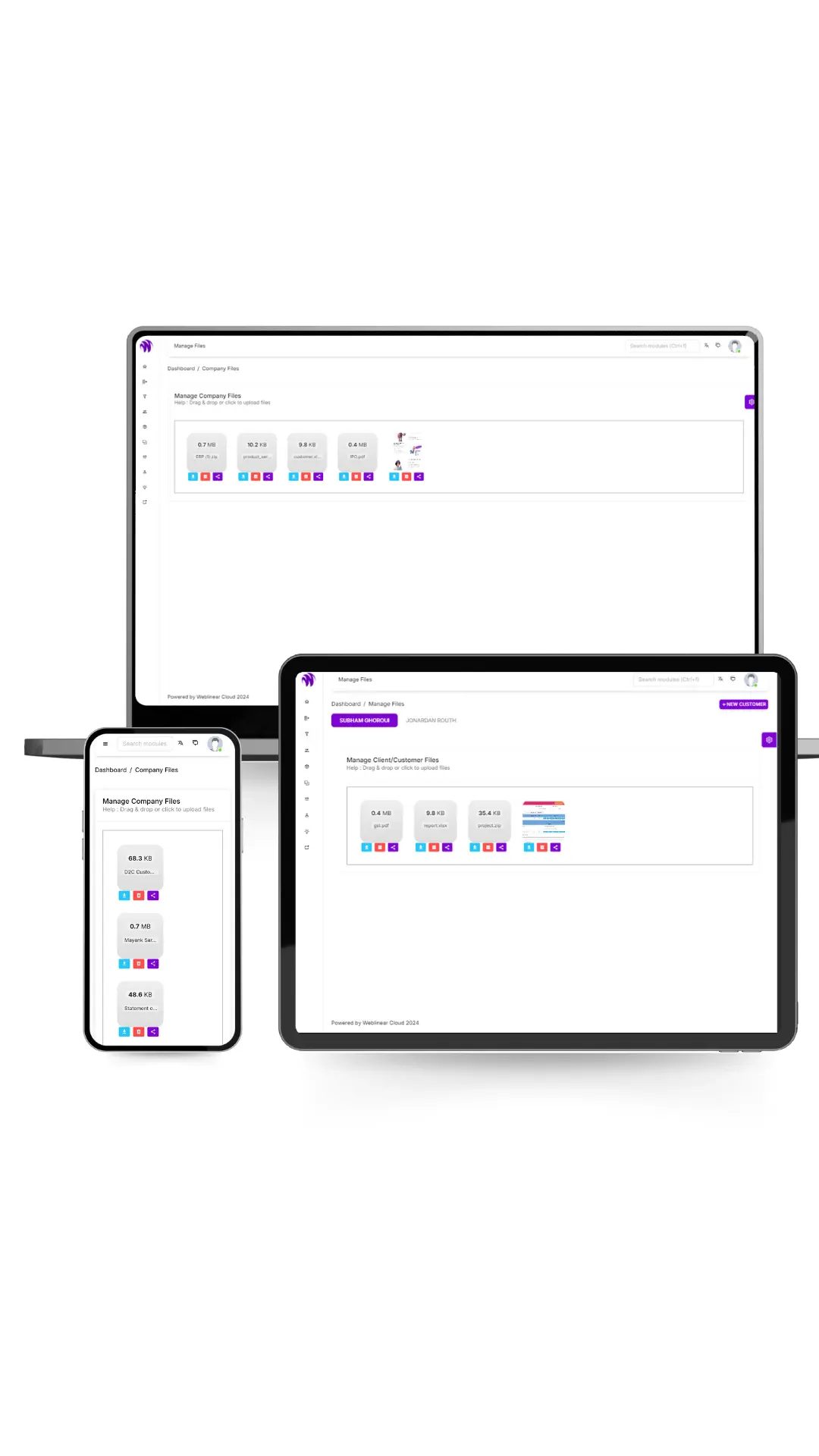 Weblinear files addon for seamless file sharing over weblinear cloud